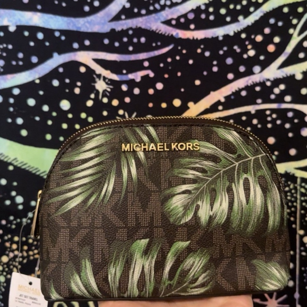 Michael Kors Tropical Leaf Cosmetic Pouch